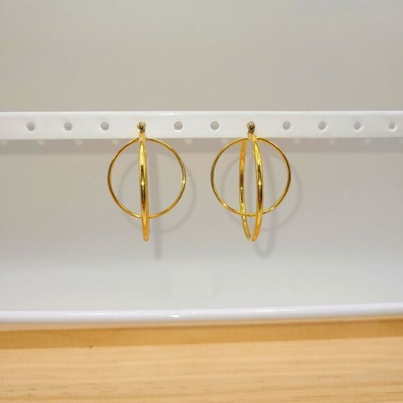 Hoop Earrings,  Goldtone - Picture 2 of 4